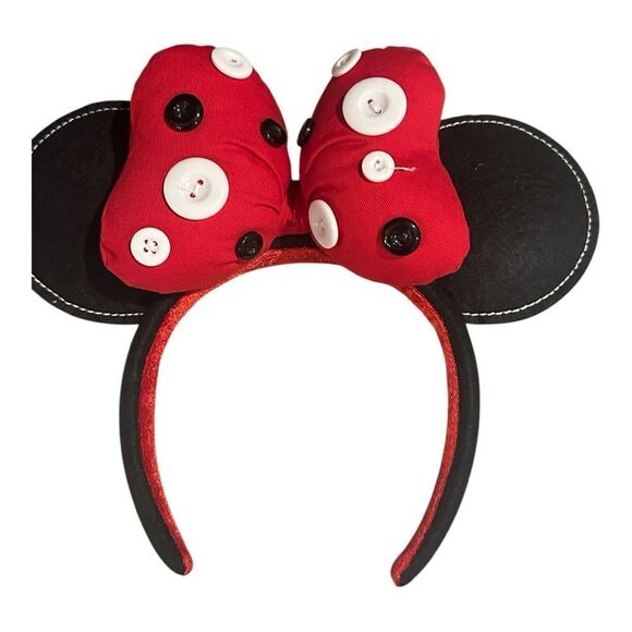Disney Button Red and Black Mouse Ears Headband - Picture 7 of 11
